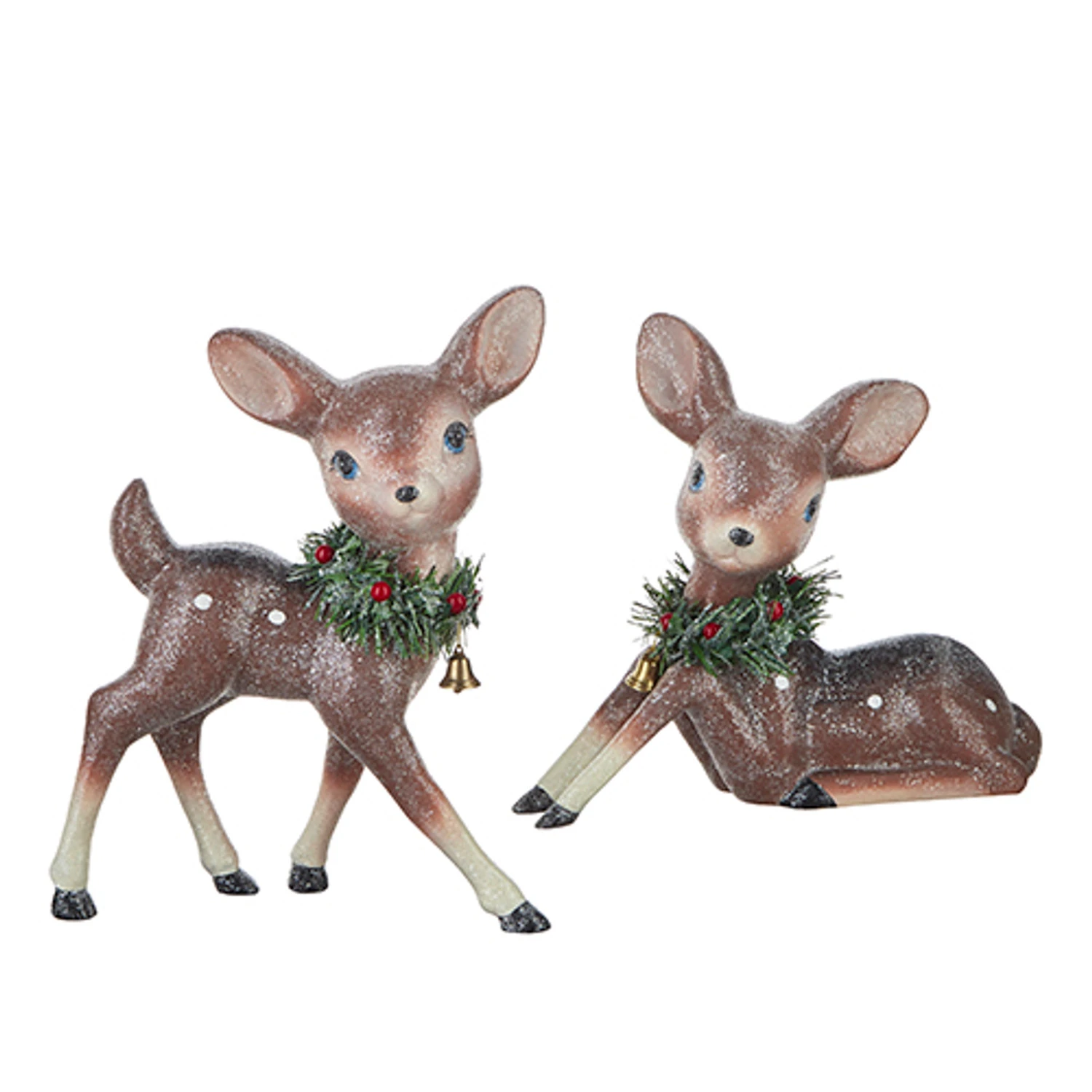 Raz Set Of 2 12.75" Large Reindeer With Bottle Brush Wreath Christmas Figure 4212557 2 Raz Set Of 2 12.75" Large Reindeer With Bottle Brush Wreath Christmas Figure 4212557 - Image 2
