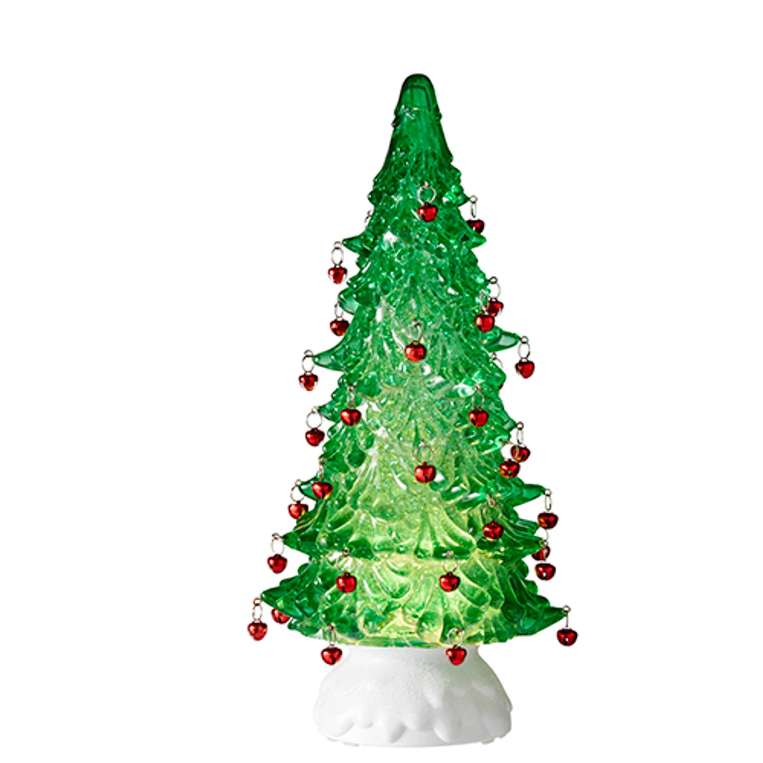 Raz 12" Clear Or Green Lighted Shimmering Water Globe Tree With Jingle Bells 3 Raz 12" Clear Or Green Lighted Shimmering Water Globe Tree With Jingle Bells - Image 3