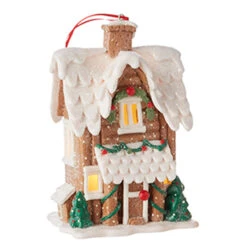 Raz 6.5" Lighted Gingerbread Pretzel House Christmas Ornament 4216269 6 Raz 6.5" Lighted Gingerbread Pretzel House Christmas Ornament 4216269 -Raz Imports 4216269a 80924.1648757005