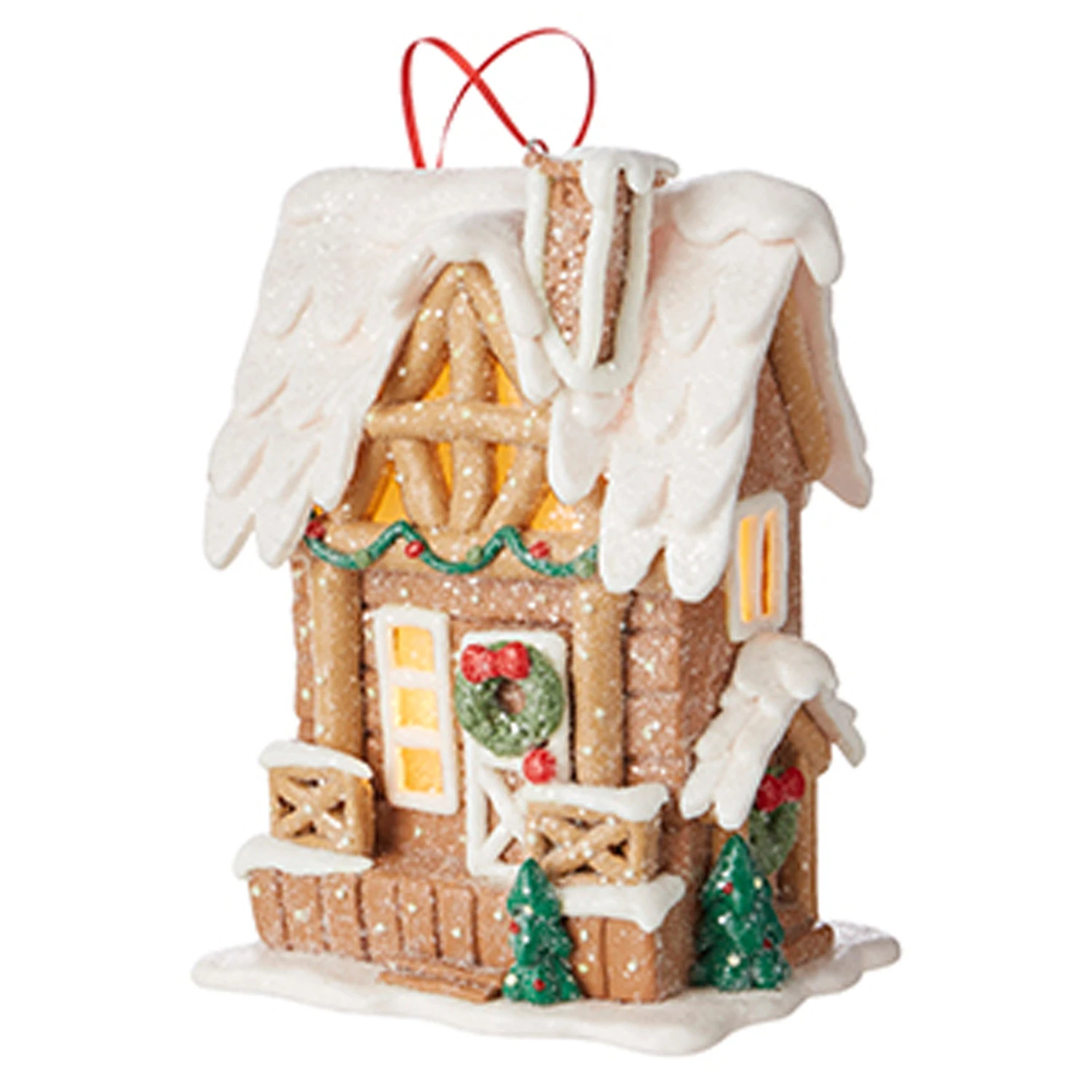 Raz 6.5" Lighted Gingerbread Pretzel House Christmas Ornament 4216269 4 Raz 6.5" Lighted Gingerbread Pretzel House Christmas Ornament 4216269 - Image 4