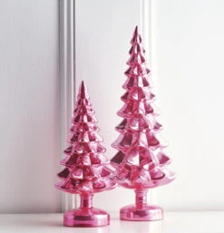 Raz Imports 15 Raz Set Of 2 Pink Metallic Glass Christmas Tree Decoration 4222938