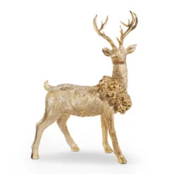 Raz Gold Laying Or Standing Deer With Wreath Christmas Decoration -Raz Imports 4301635 70329.1681229741