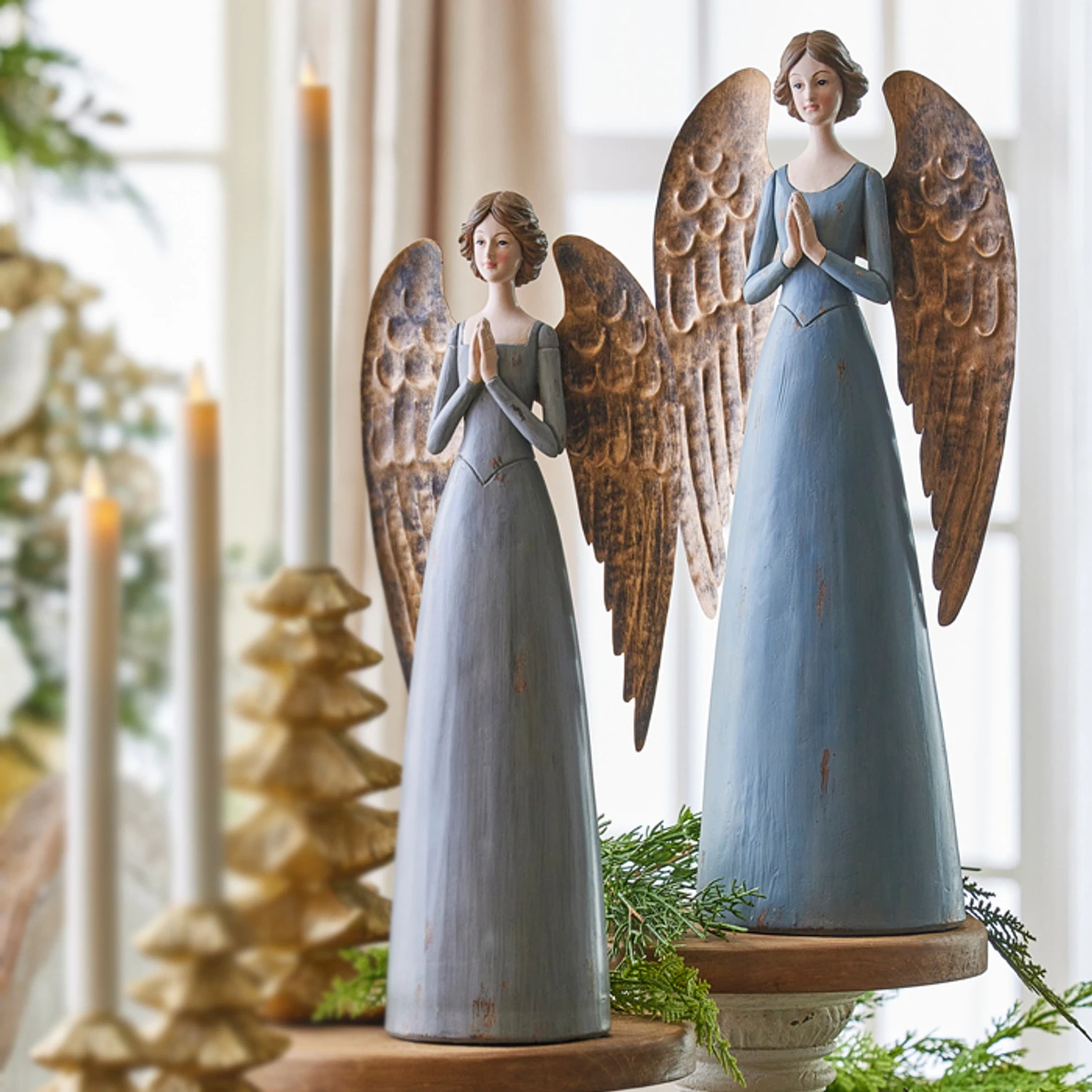 Raz 15.75" Or 17.75" Blue Santos Angel Christmas Figure 1 Raz 15.75" Or 17.75" Blue Santos Angel Christmas Figure