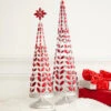 Raz Red Jeweled Tree With Silver Glitter Set Of 2 4313507