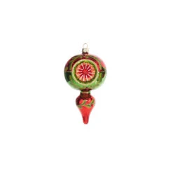 Raz 5" Green And Red Finial Reflector Glass Christmas Ornament 4320017 -Raz Imports 4320017a 46426.1683665582