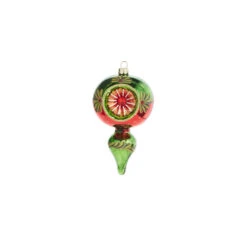 Raz 5" Green And Red Finial Reflector Glass Christmas Ornament 4320017 -Raz Imports 4320017b 58378.1683665590