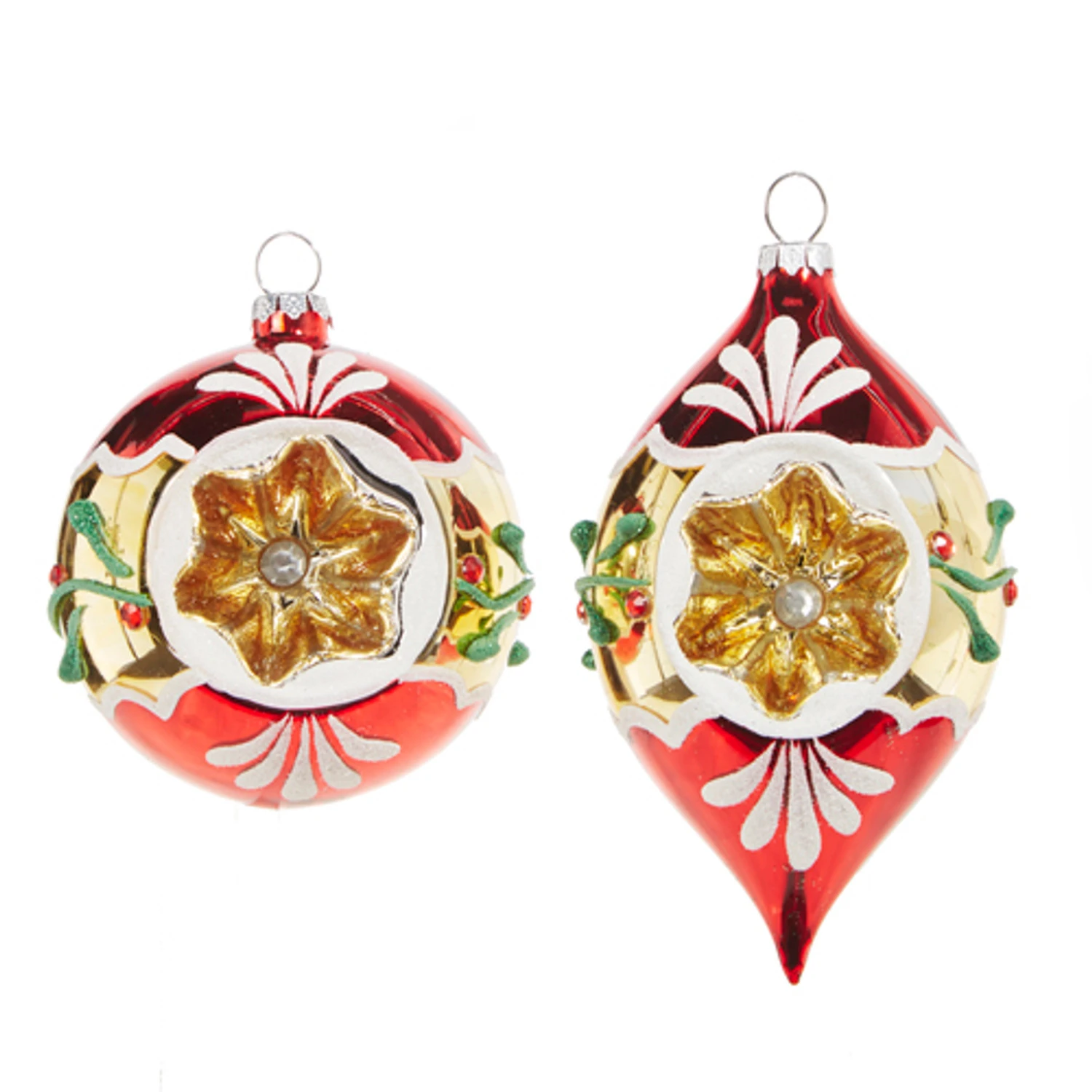 Raz 3" Red And Gold Vintage Glass Christmas Ornament 4320019 2 Raz 3" Red And Gold Vintage Glass Christmas Ornament 4320019 - Image 2