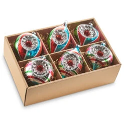 Raz Box Of 6 5.25" Multicolor Vintage Glass Christmas Ornaments 4320853