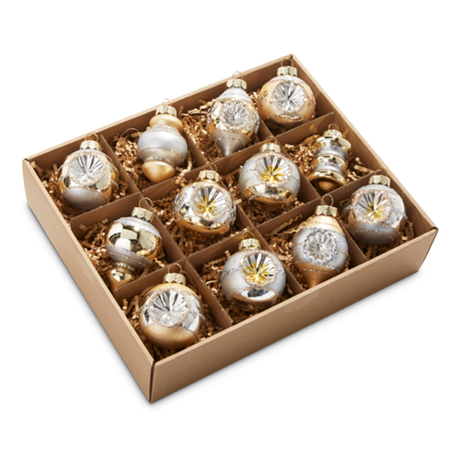 Raz 2" Box Of 12 Champagne And Silver Vintage Christmas Ornament Set 4320927 2 Raz 2" Box Of 12 Champagne And Silver Vintage Christmas Ornament Set 4320927 - Image 2