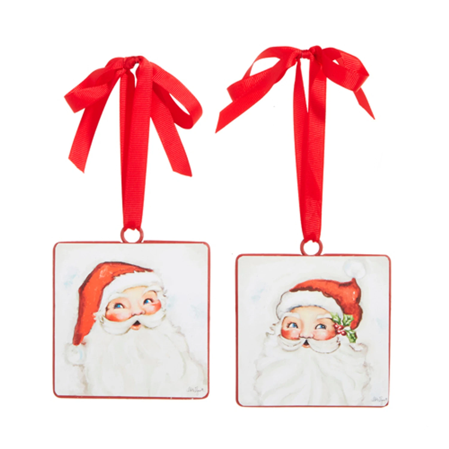 Raz 4" Set Of 2 Santa Face Disc Christmas Ornament 4321321 2 Raz 4" Set Of 2 Santa Face Disc Christmas Ornament 4321321 - Image 2