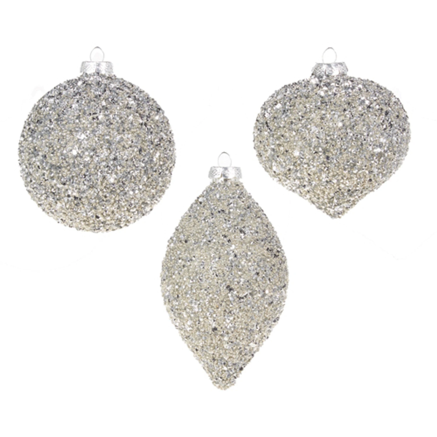 Raz 4" Silver Beaded Glass Christmas Ornament 4322806 1 Raz 4" Silver Beaded Glass Christmas Ornament 4322806