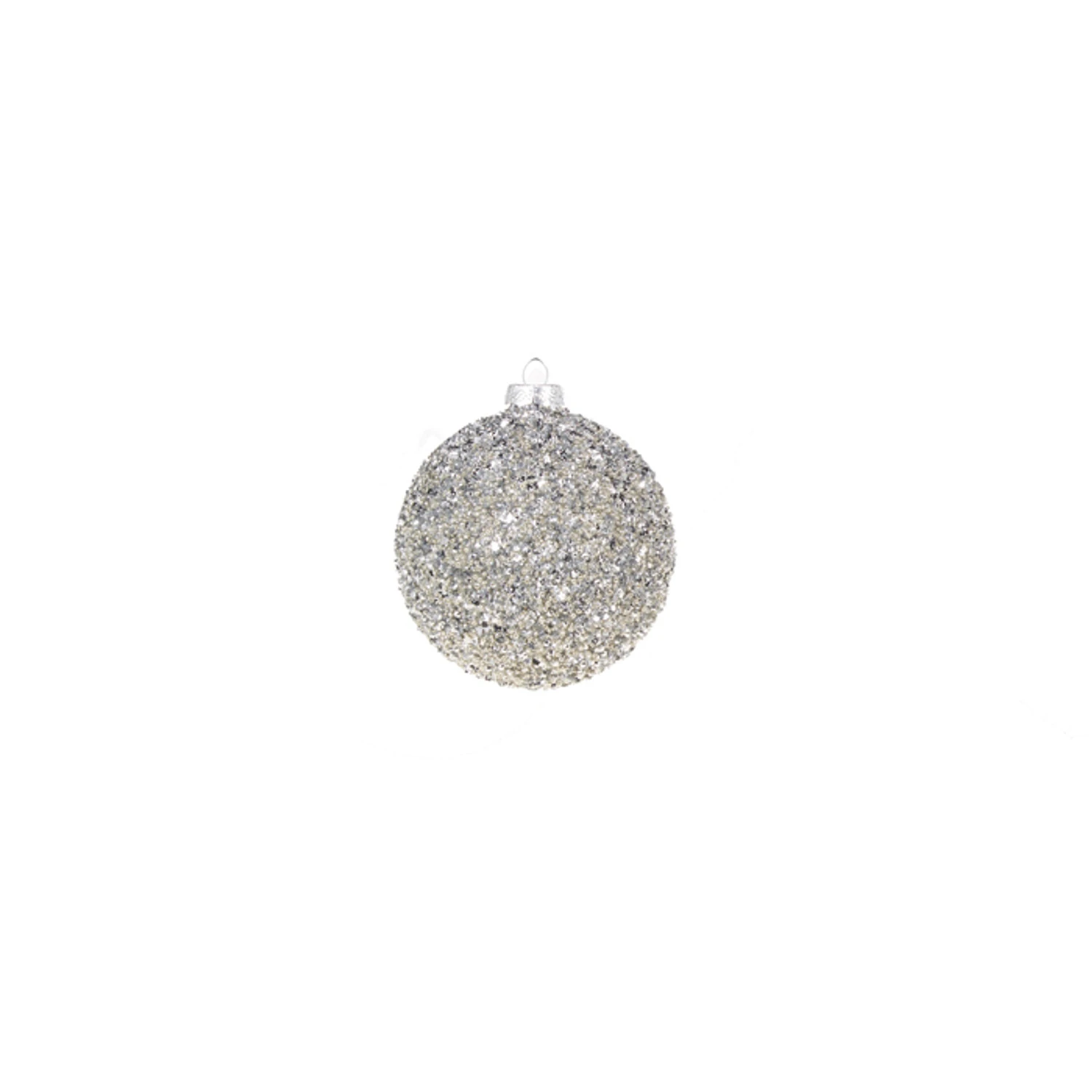 Raz 4" Silver Beaded Glass Christmas Ornament 4322806 2 Raz 4" Silver Beaded Glass Christmas Ornament 4322806 - Image 2