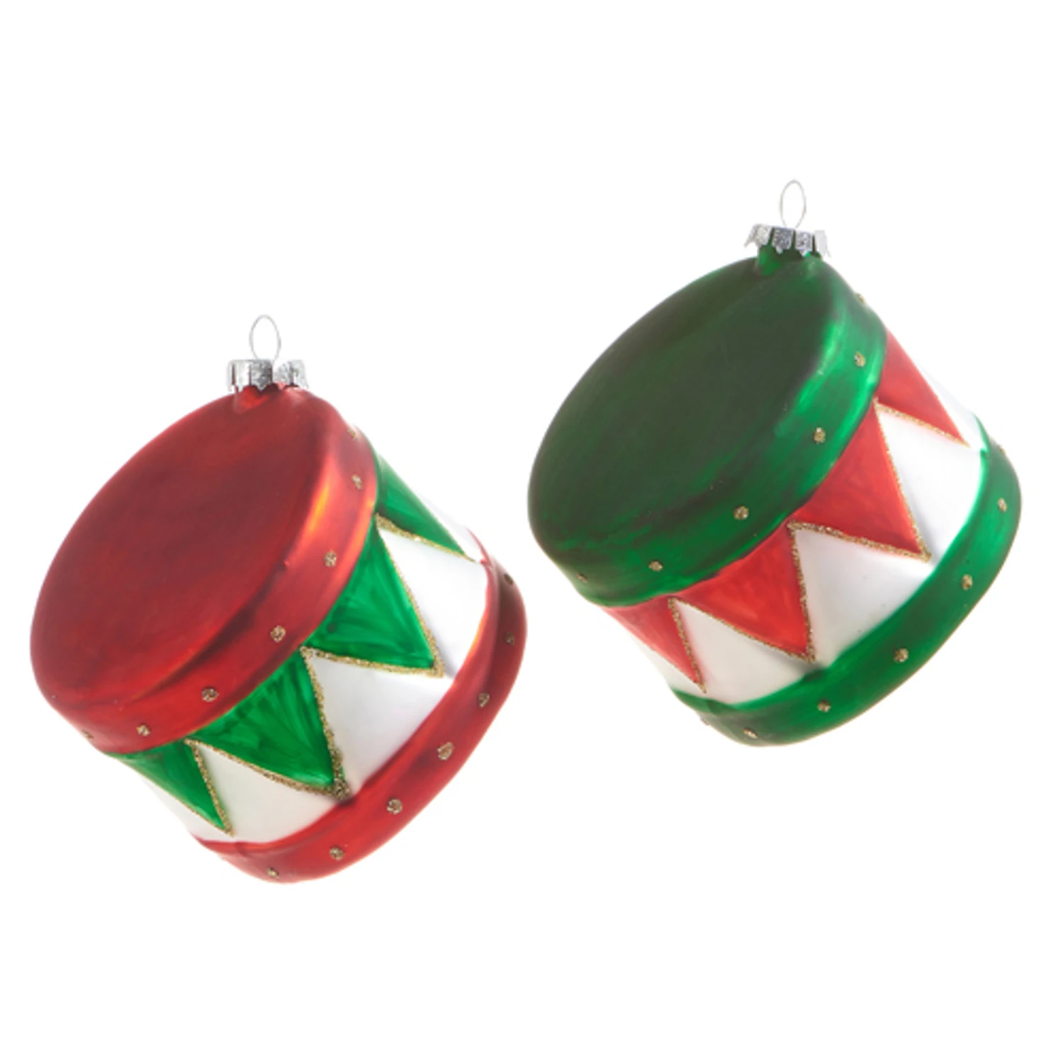 Raz 3.5" Red And Green Drum Glass Christmas Ornament 4322900 2 Raz 3.5" Red And Green Drum Glass Christmas Ornament 4322900 - Image 2