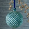 Raz 6" Cerulean Blue Quilted Ball Glass Christmas Ornament 4322938