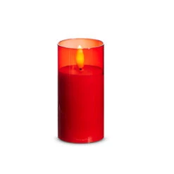 Uyuni Moving Flame Red Glass Ivory Pillar Battery Candle -Raz Imports 4324047 71450.1692019148