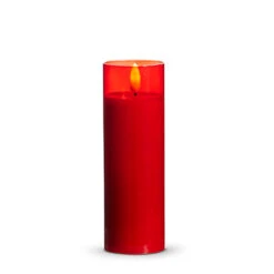 Uyuni Moving Flame Red Glass Ivory Pillar Battery Candle -Raz Imports 4324048 51129.1692019143