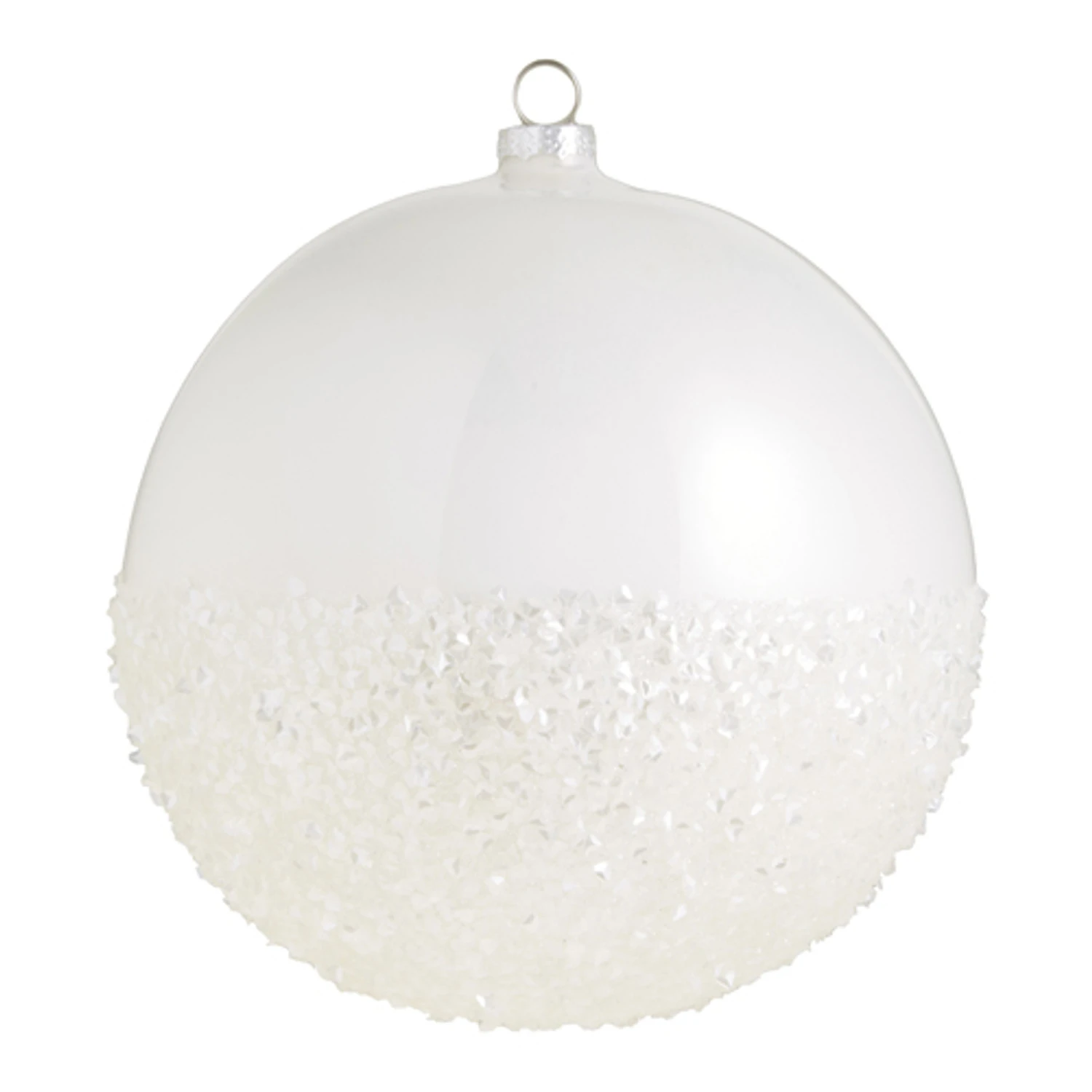 Raz 6" Half Glittered Ball Glass Christmas Ornament 4324502 1 Raz 6" Half Glittered Ball Glass Christmas Ornament 4324502