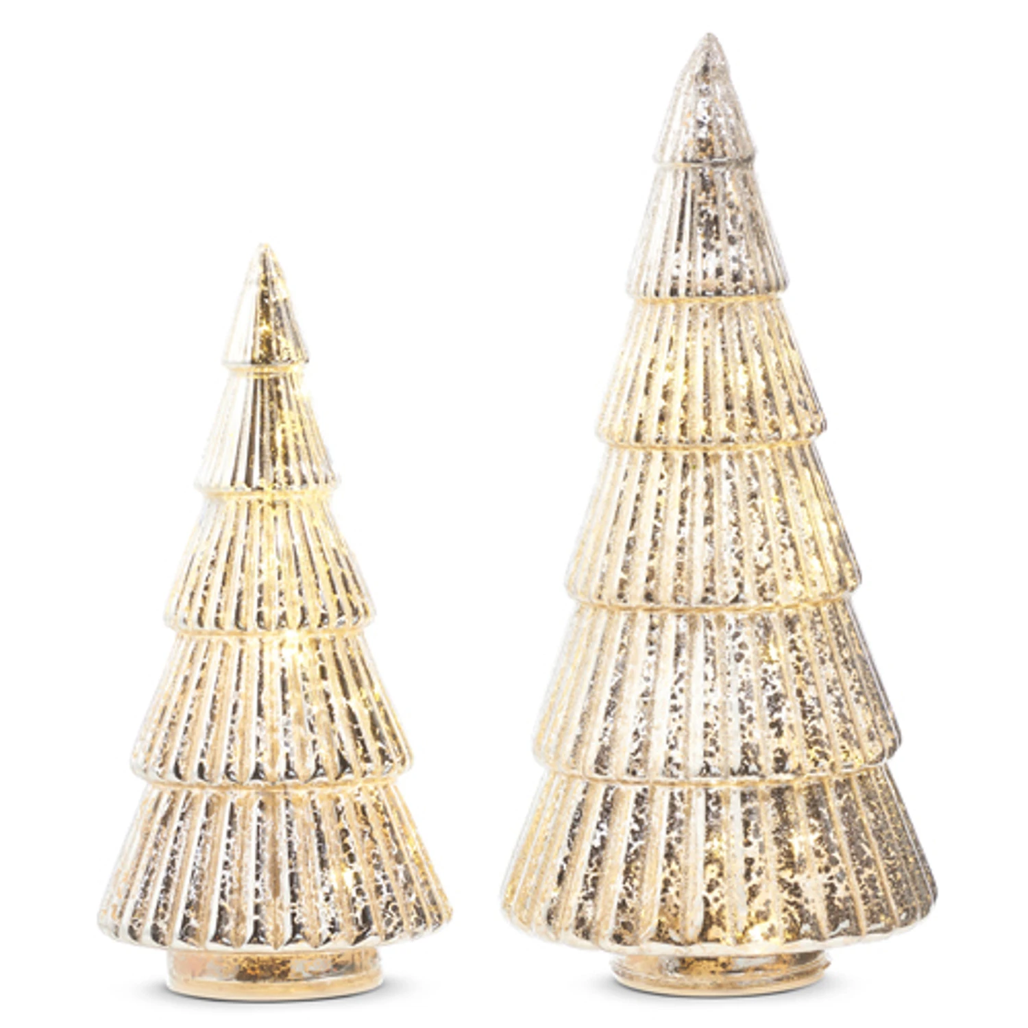 Raz 11.5" Lighted Champagne Ribbed Trees Christmas Decoration 4324551 2 Raz 11.5" Lighted Champagne Ribbed Trees Christmas Decoration 4324551 - Image 2
