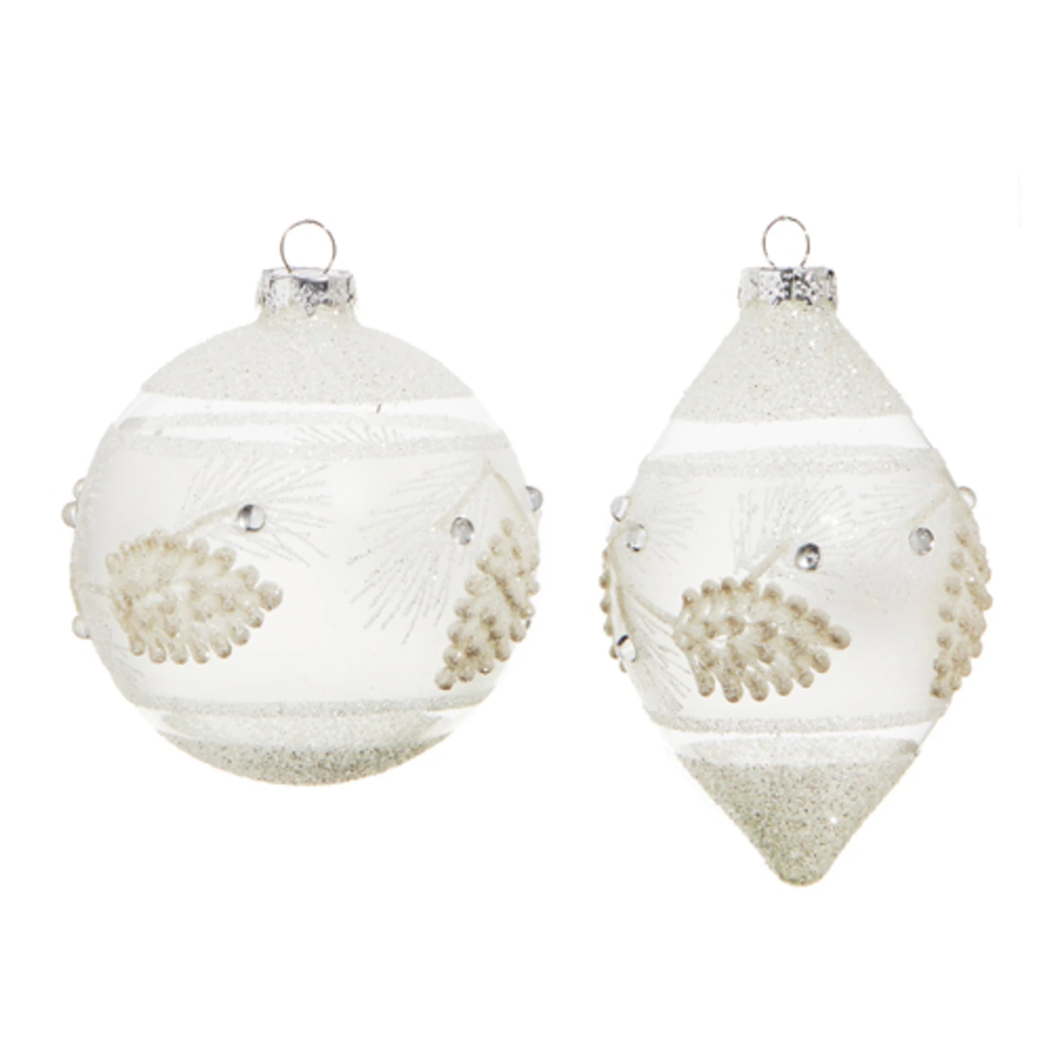 Raz 4" White Textured Pinecone Glass Christmas Ornament 4324587 2 Raz 4" White Textured Pinecone Glass Christmas Ornament 4324587 - Image 2