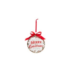 Raz 5" Holiday Greetings Disc Glass Christmas Ornament 4324605 6 Raz 5" Holiday Greetings Disc Glass Christmas Ornament 4324605 -Raz Imports 4324605a 49445.1684954721