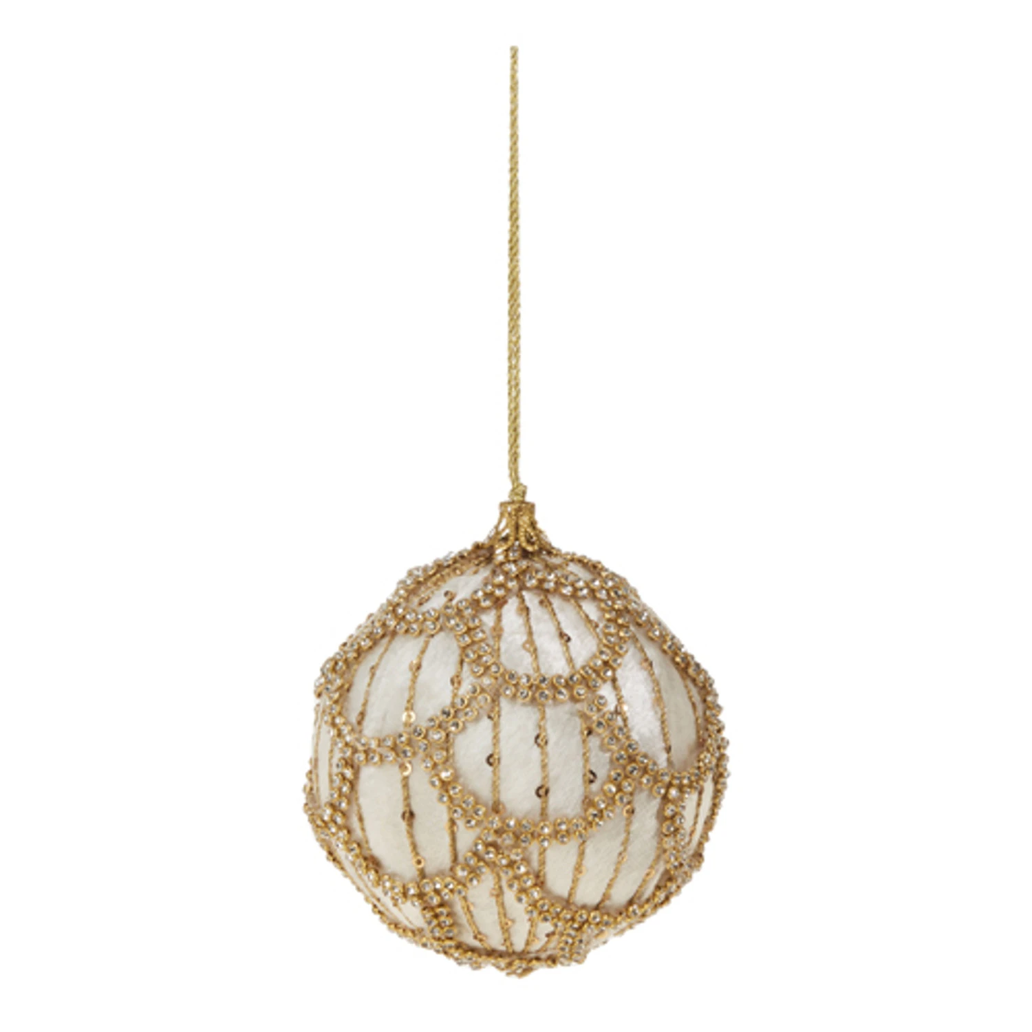 Raz 4" Ivory Jeweled Velvet Ball Christmas Ornament 4327300 2 Raz 4" Ivory Jeweled Velvet Ball Christmas Ornament 4327300 - Image 2