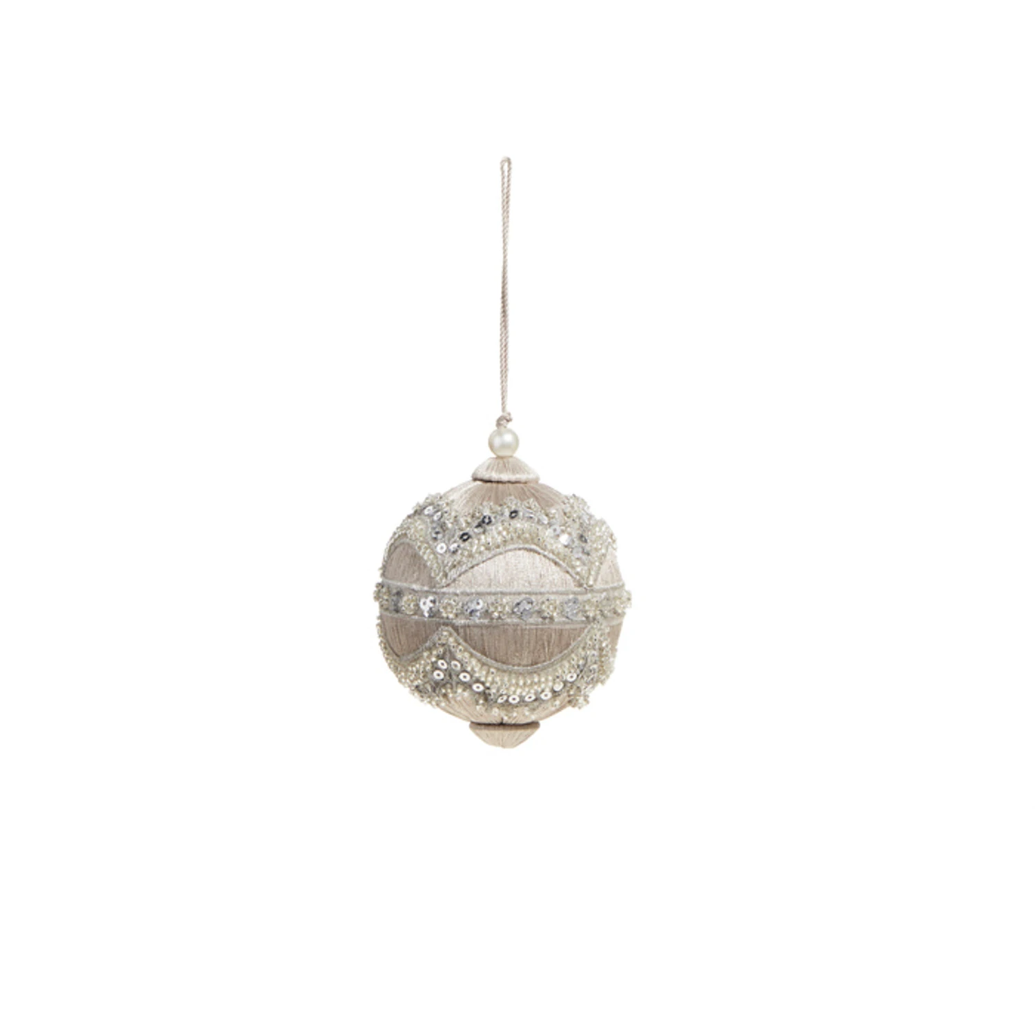 Raz 4" Silver Or Ivory Jewel And Wrapped Thread Ball Christmas Ornament 4327325 3 Raz 4" Silver Or Ivory Jewel And Wrapped Thread Ball Christmas Ornament 4327325 - Image 3
