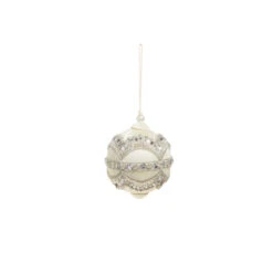 Raz 4" Silver Or Ivory Jewel And Wrapped Thread Ball Christmas Ornament 4327325 7 Raz 4" Silver Or Ivory Jewel And Wrapped Thread Ball Christmas Ornament 4327325 -Raz Imports 4327325b 40051.1685026686