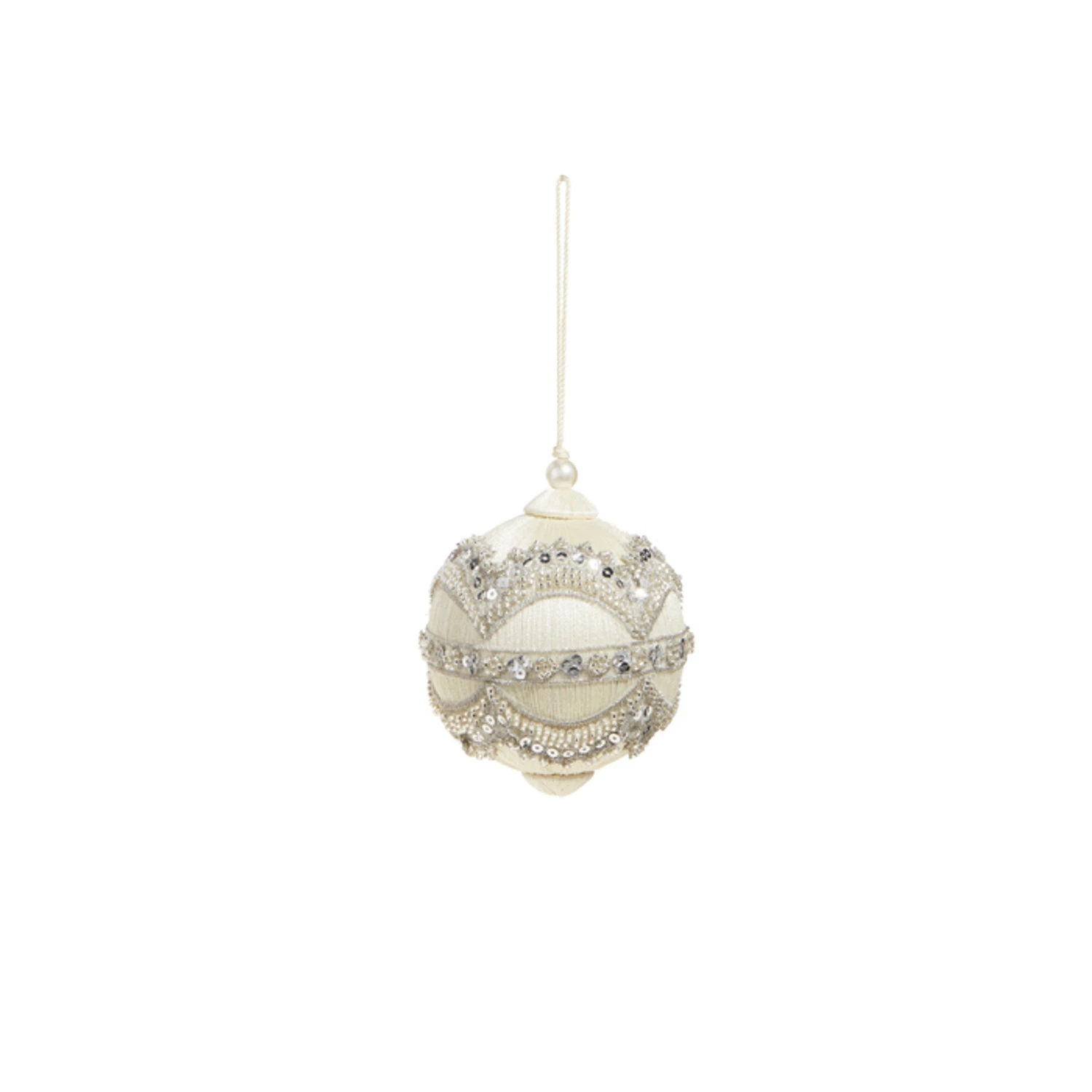 Raz 4" Silver Or Ivory Jewel And Wrapped Thread Ball Christmas Ornament 4327325 4 Raz 4" Silver Or Ivory Jewel And Wrapped Thread Ball Christmas Ornament 4327325 - Image 4