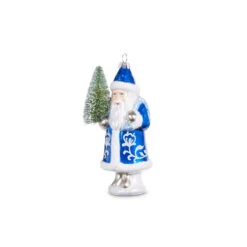 Raz 5.5" Delft Santa With Tree Glass Christmas Ornament 4352893 -Raz Imports 4352893a 34241.1685539521