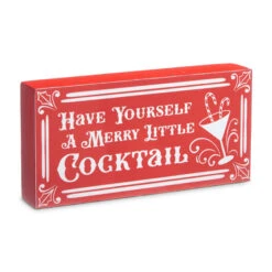 Raz Red High Shine Block Christmas Cocktail Sign -Raz Imports 4359005 97500.1685648389