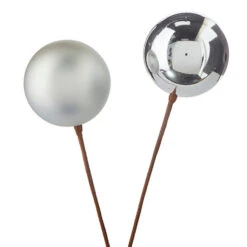 Raz 12" Set Of 2 Red, Gold, Silver Or Green Ball Ornament Christmas Tree Pick 9 Raz 12" Set Of 2 Red, Gold, Silver Or Green Ball Ornament Christmas Tree Pick -Raz Imports F4202559 55227.1650483961