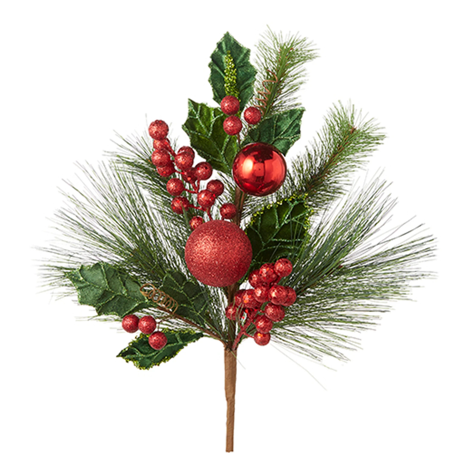 Raz 18.5" Mixed Greenery With Berries And Ornaments Christmas Tree Pick F4226019 2 Raz 18.5" Mixed Greenery With Berries And Ornaments Christmas Tree Pick F4226019 - Image 2