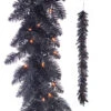 Raz 6' Halloween Black Tinsel Garland Pre-lit With Orange Lights G4352022