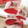 Raz 4" Ticking Stripe Cardinal Embroidered Wired Christmas Ribbon R4227725