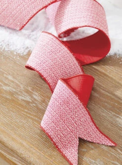 Raz Imports 13 Raz 4" Red And White Tweed Wired Christmas Ribbon R4227742