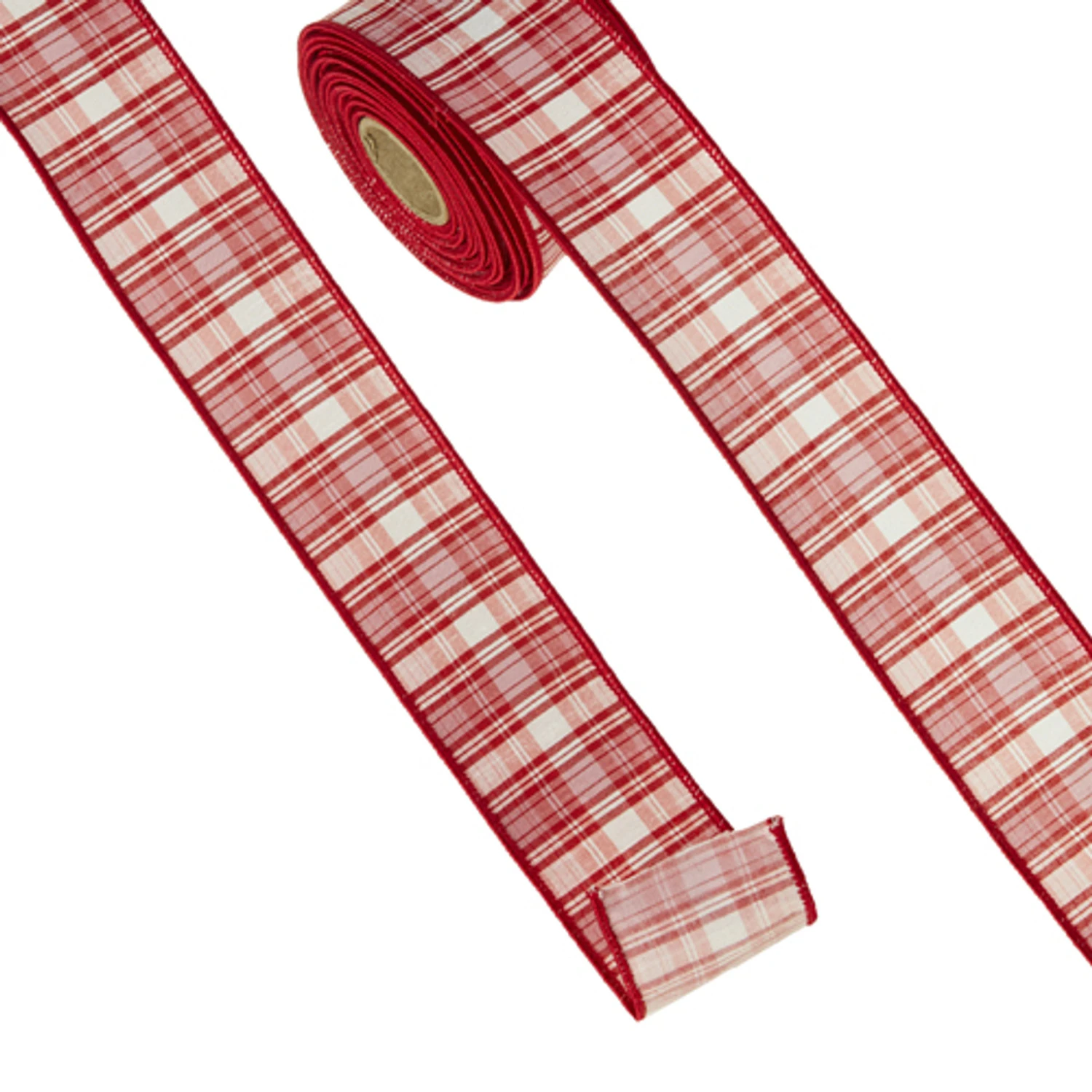 Raz 2.5" Pink And Red Plaid Wired Christmas Ribbon R4371767 2 Raz 2.5" Pink And Red Plaid Wired Christmas Ribbon R4371767 - Image 2