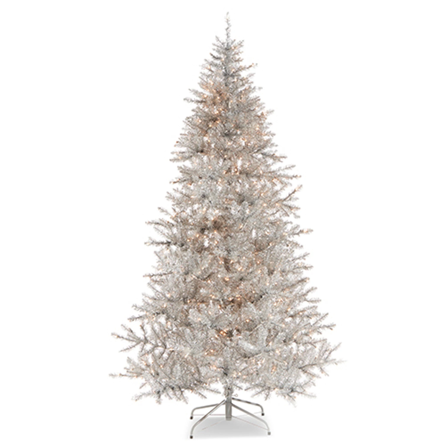 Raz 7.5' Or 9' Silver Tinsel Christmas Tree With Forever Lit Clear Lights 2 Raz 7.5' Or 9' Silver Tinsel Christmas Tree With Forever Lit Clear Lights - Image 2