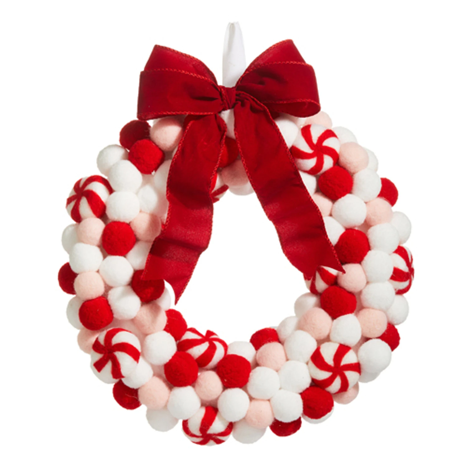 Raz 13" Felt Peppermint Pink Christmas Wreath W4316416 2 Raz 13" Felt Peppermint Pink Christmas Wreath W4316416 - Image 2