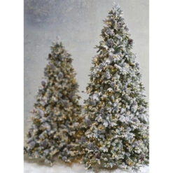 Raz 7.5' Pre-Lit Flocked Spruce Christmas Tree W/ Clear Lights T4052012