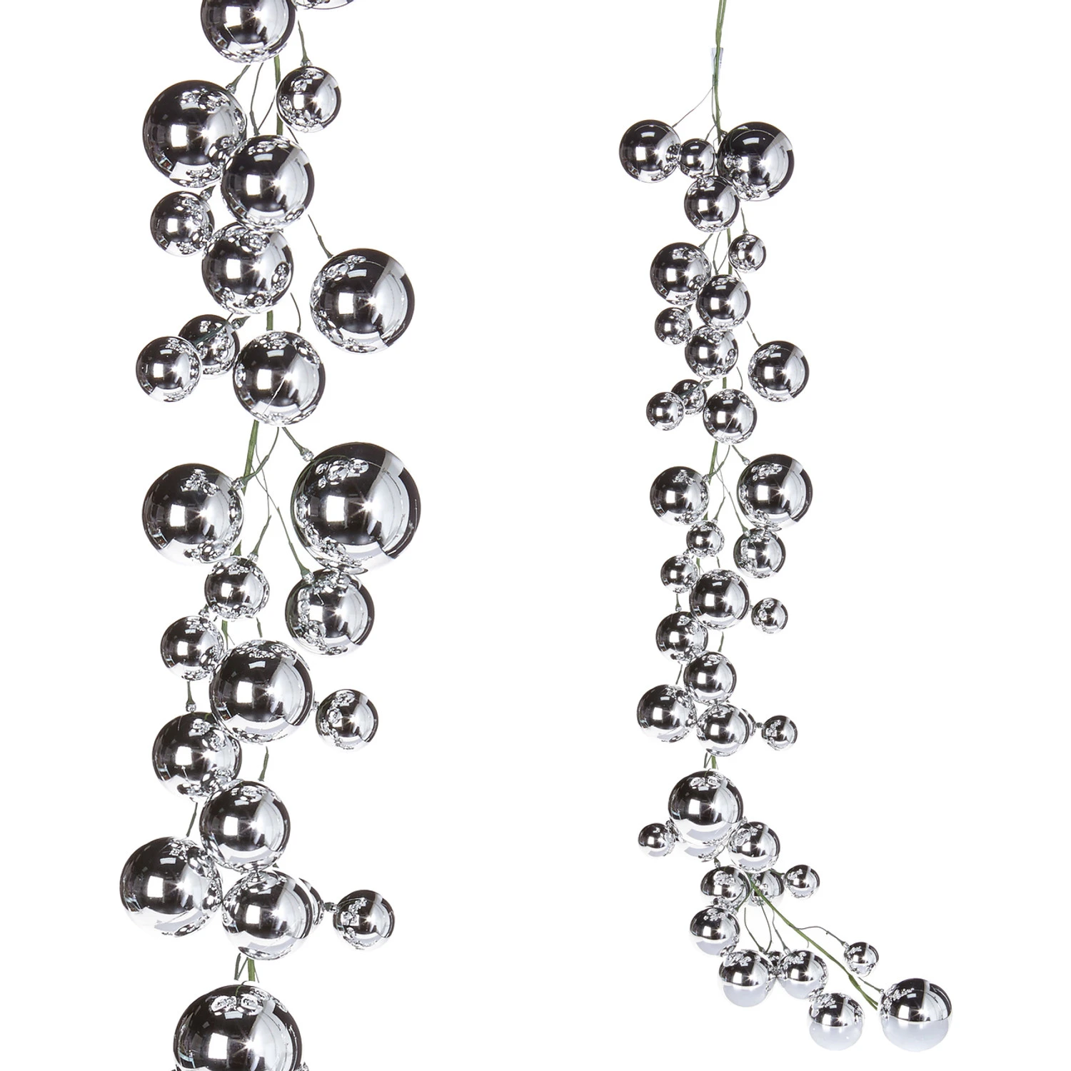 Raz 4' Silver Ball Christmas Garland G3832769 2 Raz 4' Silver Ball Christmas Garland G3832769 - Image 2