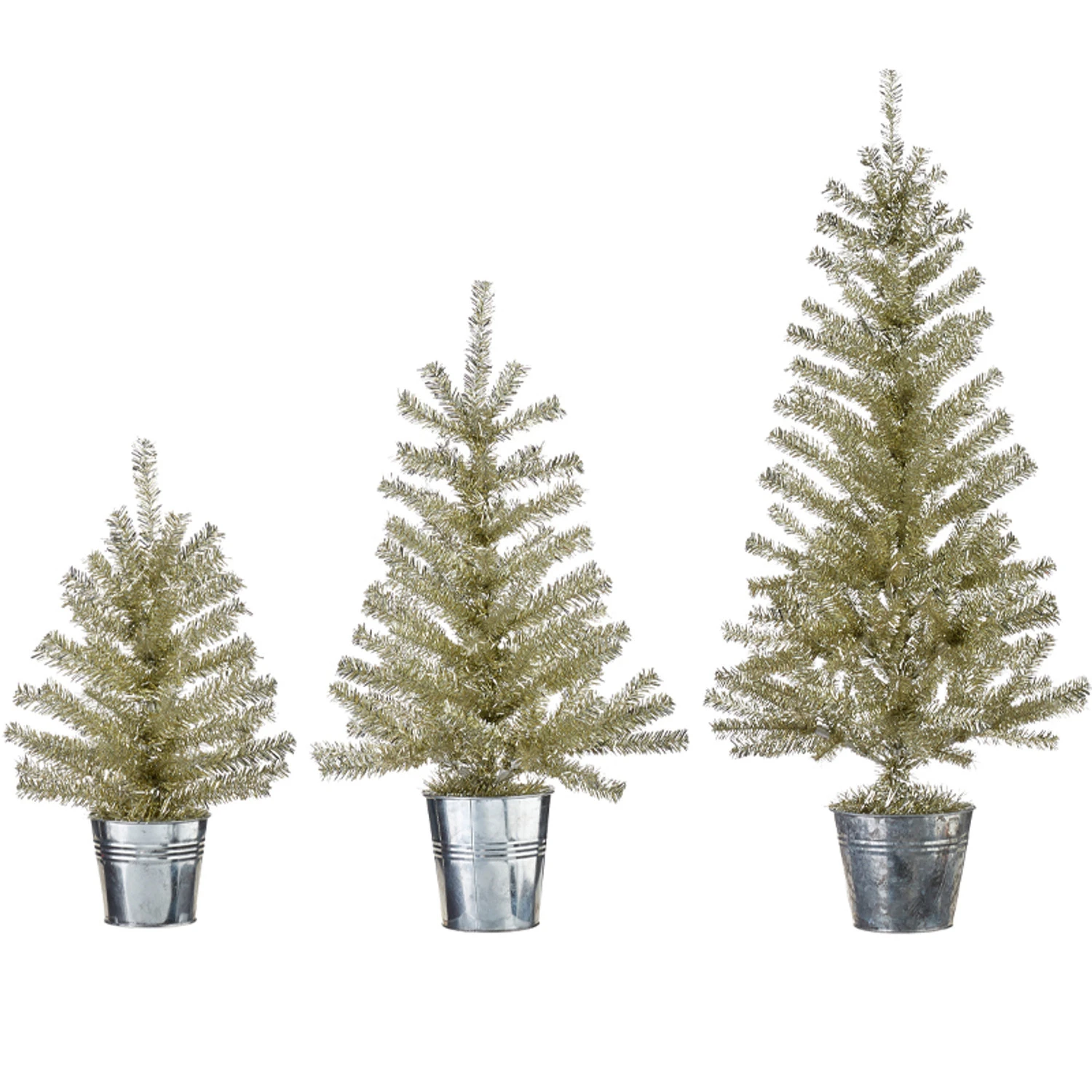 Raz Champagne Tinsel Tree In Galvanized Bucket Christmas Decoration 2 Raz Champagne Tinsel Tree In Galvanized Bucket Christmas Decoration - Image 2