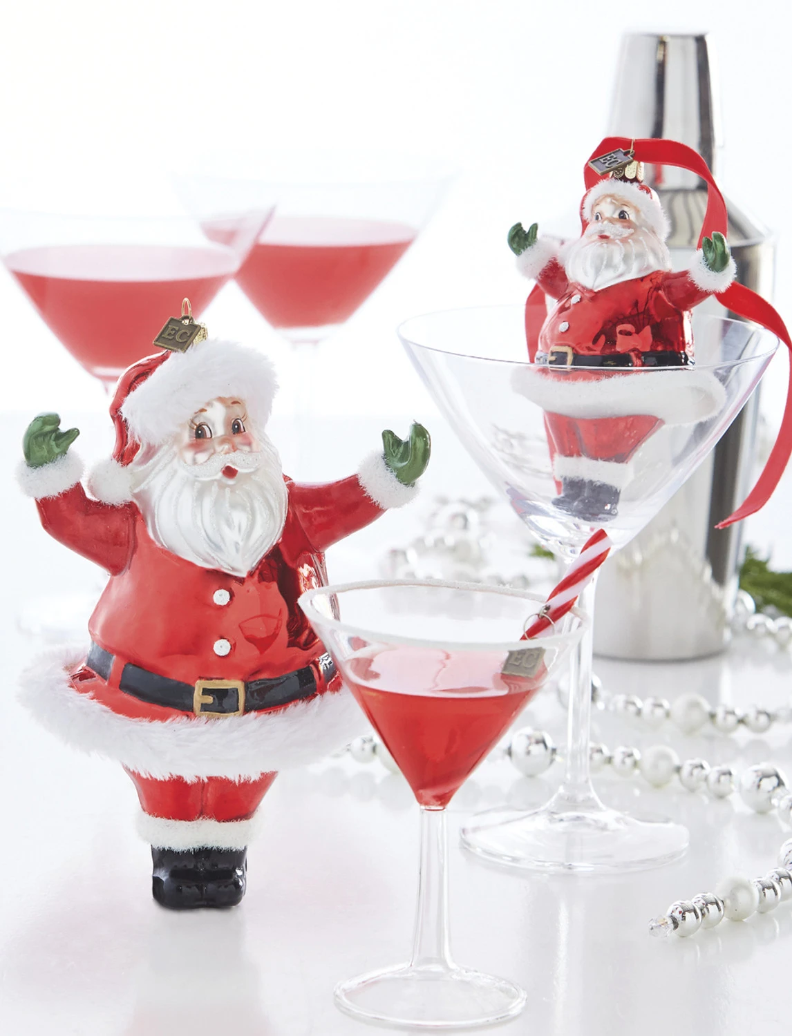 Raz Eric Cortina 4.75" Or 7.5" Large Retro Santa Glass Christmas Ornament 1 Raz Eric Cortina 4.75" Or 7.5" Large Retro Santa Glass Christmas Ornament